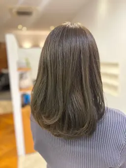 透明感カラー+シャンプーブロー