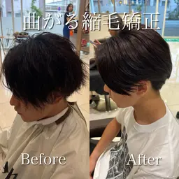 ピンとしない‼️☀️メンズカット＋曲がる縮毛矯正＋トリートメント☀️