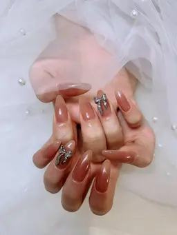 JR💕チップ長さだし💕ワンカラー　ラメグラデーション➕❤️パーツ2個両手合計2個