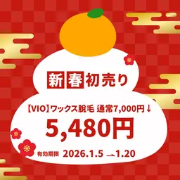 【新春初売りクーポン】60分VIOワックス脱毛￥7000→¥５４８０