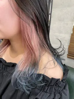 ⭐️透明感立体感デザインカラー⭐️✂︎ハイライト・グラデーションカラー・インナーカラー（ブリーチ+カラー）