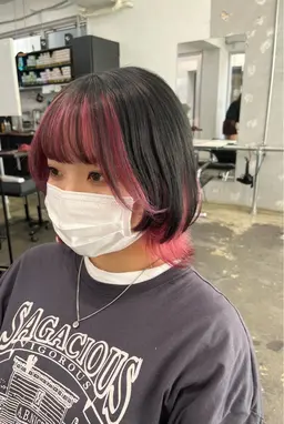 🌺来店2回目以降の方🌺オシャレデザインカラー(インナー、裾カラー)🌺ダブルカラー＋トリートメント(ブリーチ込み)