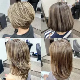 白髪ぼかしハイライト+似合わせカット