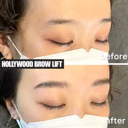 【ハリウッドブロウリフト】ブロウリフト+眉ワックス脱毛+仕上げメイクまで込み+眉毛美容液塗布