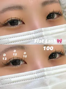 【韓国束感エクステ】フラットラッシュ 100本🎀オフ無料♡LED変更+1100円【束感美容液コーティング付き💗】