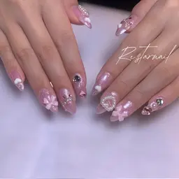 オフなし【チップ長さ出し10本+デザインやりほパーツ盛り放題】y2kネイル パーツ豊富✨✨