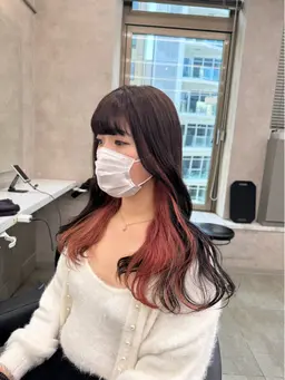 【ダメージレス💡】ケアブリーチ付きダブルカラー（インナーカラー）➕オリジナルトリートメント🛁🐰