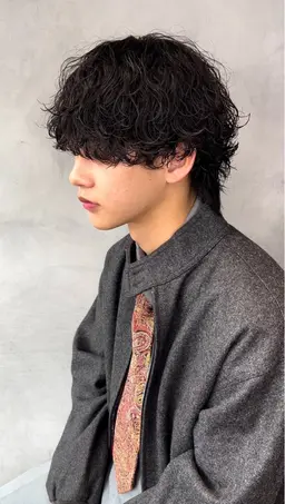 メンズカット+波巻きパーマ