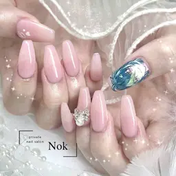 【プレインシート対応】オフなし長さ出し10痛ネイル1本☘️ワンカラー