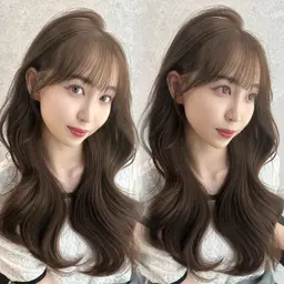 ミニモSALE🤎大人かわいいを叶える🤎透明感のあるベージュ系カラー【赤み消し韓国風ケアカラー+コテ巻きスタイリング】