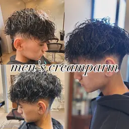 メンズ限定🐺カット➕クリームパーマ✨人気のスペインカールから縦落ちパーマまで対応可能👌