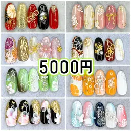 【ハンド オフ無料】定額8500円のデザイン→5000円 振袖ネイル/和柄ネイル/お正月ネイル