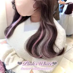 【ブリーチなしインナーカラー🪽】TR付き♡シールエクステで大変身🪄エクステ14本🌷シャンプーブロースタイリング付き