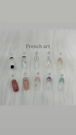 オフなしフレンチ+ラメライン+写真アート2枚