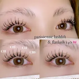 🎀話題のパリエククーポン🎀パリジェンヌラッシュリフト×フラットラッシュ100本(アイシャンプー付)