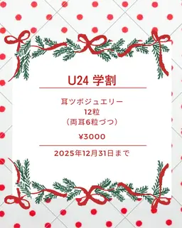 ❤️U24学割💚耳ツボジュエリー12粒¥3000