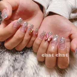 キラキララメのアクリルスカルプチュアネイル【オフなし】