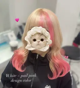 【🩷デザインカラーしたい方必見🩷】ブリーチありWカラー+炭酸SPA🫧+トリートメント🧴+コテ巻き仕上げ🪄