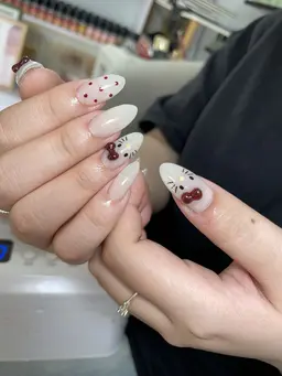 チップネイル, マグネットジェル, ドットネイル, アートネイル, リボンの3Dジェルアート💅💅💅