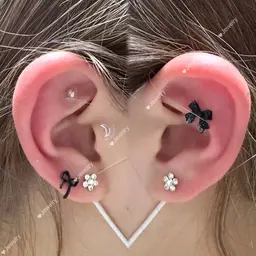 ✨️お試し価格〜 推しカラー耳つぼジュエリー 🐈⬛🎀両耳6粒(片耳3粒)