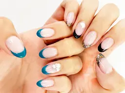 【新規★100色から選べる】フレンチ￥7150→¥6050 ※ジェルオフ込