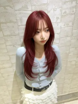 【💗今期トレンドカラー💗】暖色カラーチェリーブラウン➕韓国顔まわりカット