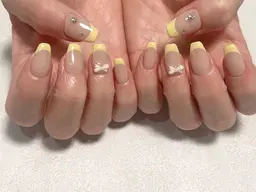 ハンド❤️フレンチ¥7500/横フレンチ.斜めフレンチラメライン付き¥6500