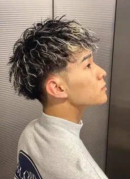 メンズカット+ホワイトメッシュ