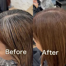 脱白髪染め👩‍🦳白髪忘れカラー＋カット＋内部補修トリートメント🌈