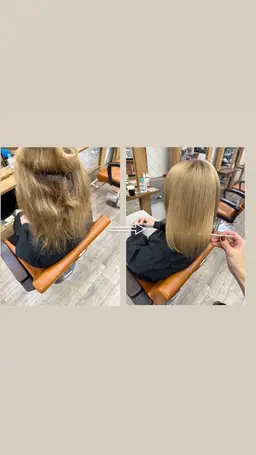 【⚠️ブリーチされている方⚠️】ブリーチ縮毛矯正✖️りんご幹細胞アルカリ酸熱トリートメント＋カット