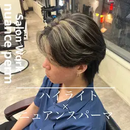 メンズ　カット➕パーマ（波巻きorツイスパも可）➕ハイライト（メッシュ）10枚～➕トリートメント付き