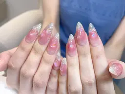 [Hand]自爪オフなし◆春·夏限定チ一クx氷スト一ンネイル￥7290