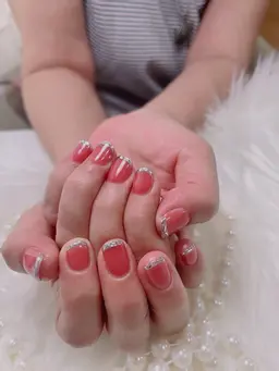 【ジェルオフ無料】ガラスフレンチ/ミラーフレンチ