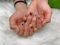 ［ハンド自爪］ラメグラ・マグネット・フレンチネイル(100色から選択)パラジェルベース使用！パーツ1部無料