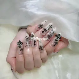 💎豪華デザイン✨ チップ長さ出し×持ち込み10本デザイン🩷