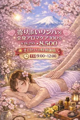 【🌄土日朝9~昼12限定🌄】💖とろけるリンパ×全身アロマ💖100分¥18,250→¥8,500
