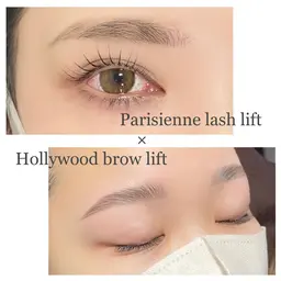 ラッシュリフト×ハリウッドブロウリフトwax込み 【+¥400でパリジェンヌに変更可能】