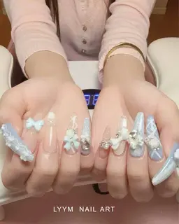 【スーパーロング長さ出し☆やり放題180分　10本デザイン 15,850円 】華やか系・当店全パーツつけ放題