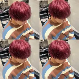 【期間限定】🔮メンズカット➕Wカラー➕髪質改善ウルトワトリートメント🔮【カシスピンク／ワインレッド/髪質改善】