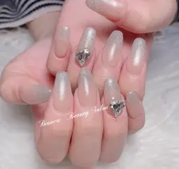 Hant【チップ長さ出し】💅ハンド★チップ長さ出し10本+ワンカラーorラメグラ➕2個大きいパーツor2本埋め尽くし