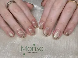 NEW OPEN特典◇初回オフ無料◇自爪ミラーフレンチネイル　Mirror French