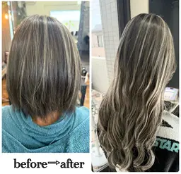 ケアブリーチ★ダブルカラー＋シールエクステ60枚￥31800