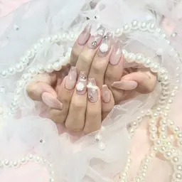 【HAND】オフあり🍒チップ長さ出し＋持込デザイン90分（ストーン・パール・スタッズ15粒まで）※他パーツ別途料金