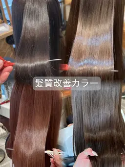 髪質改善でうる艶髪に🫧透明感カラーで柔らかい質感を叶えます🤍広がりを抑えてしっとりまとまる、大人かわいい仕上がりに！