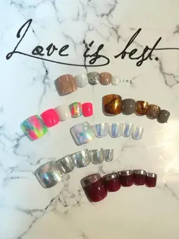 デザインフットネイル【新規限定】付け替えオフ込み♡バブルフットバス＆甘皮処理込み♡¥7900