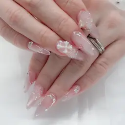 ⋆⸜2月限定⸝‍⋆⟡.·チップ長さだしアート10本やり放題‎+250種類のパーツつけ放題‎𖤐オフケア込