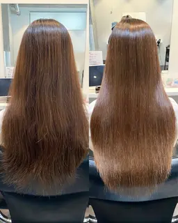 【癖を伸ばして扱いやすい髪へ✨】ケアストレートパーマ（カットなし）＋髪質改善TR
