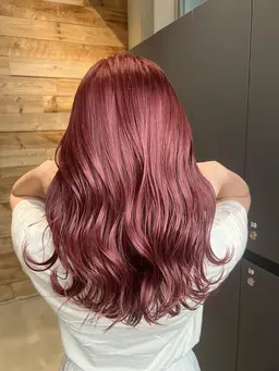 ダメージ最小限🌸話題ファイバープレックスブリーチ+透明感カラー💖コテ巻き仕上げ