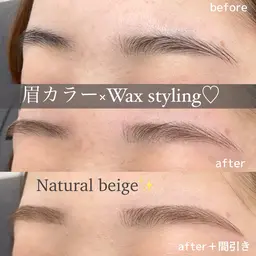 眉毛カラー+美眉毛アイブロウWAXスタイリング+眉メイク仕上げ¥6300［眉毛］