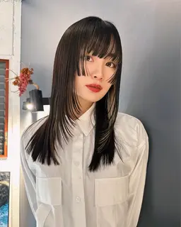 似合わせカット『姫カットレイヤーカット 顔まわりカット顔周りカットハッシュカット韓国レイヤー